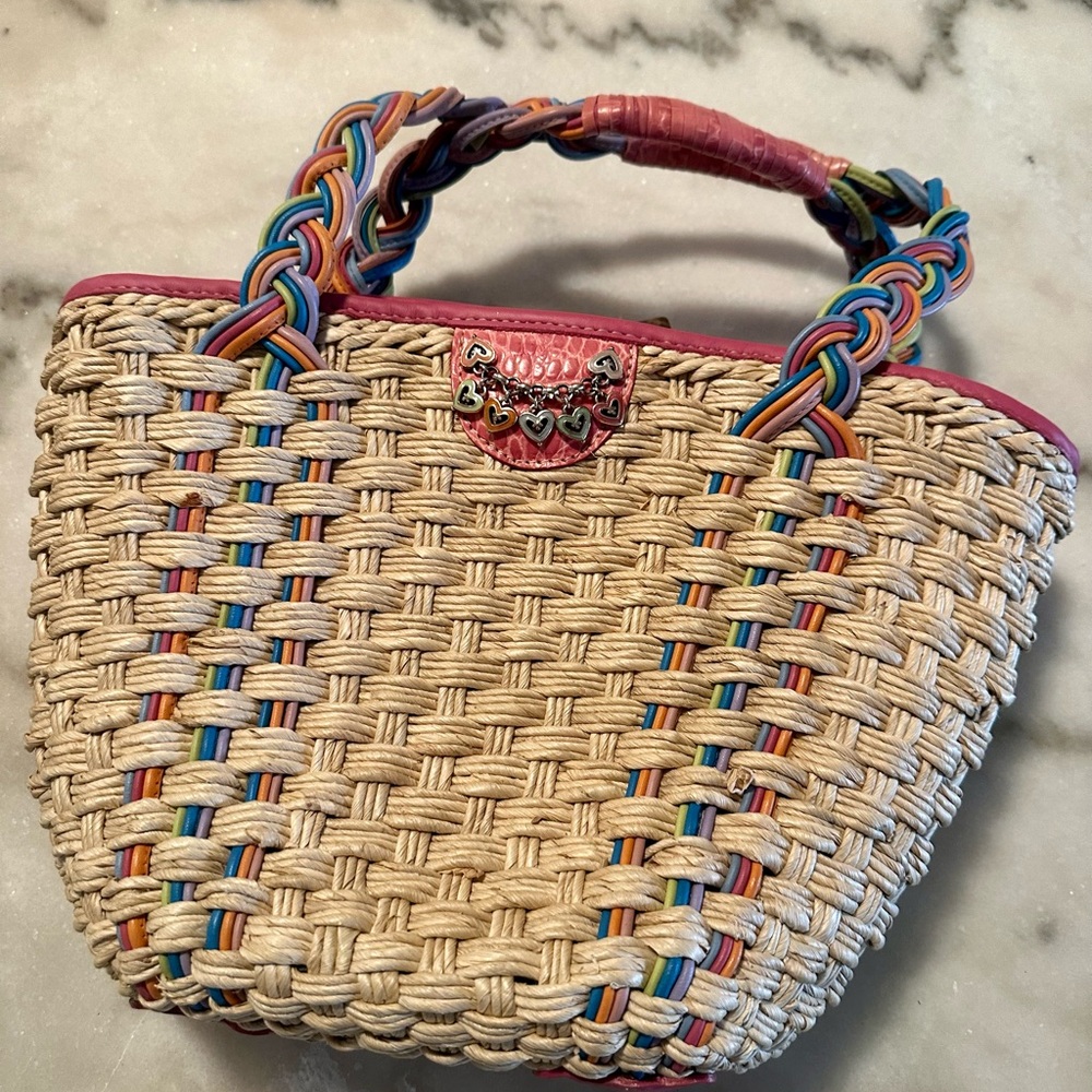 Brighton Cream Tote with Vibrant Braided Handles